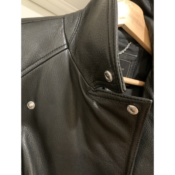 BCBG MaxAzria Womens Classic Moto Biker Leather Black Jacket orig. $598 MED. - Picture 10 of 15